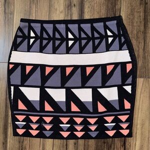RACHEL Rachel Roy Coral, Lavender & Black Geometric Mini Skirt